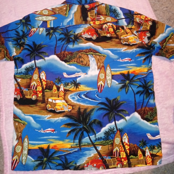 Royal Hawaiian creations short sleeve button up USA Woody car - Picture 2 of 5